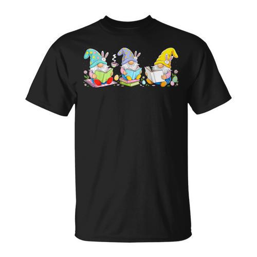 Gnomes Reading Books Teacher Easter Day Eggs Book Lovers T-Shirt - Bookorys CA
