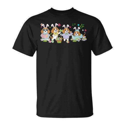 Group Bunny Beagles Easter Reading Book Hunting Eggs Owner T-Shirt - Bookorys UK
