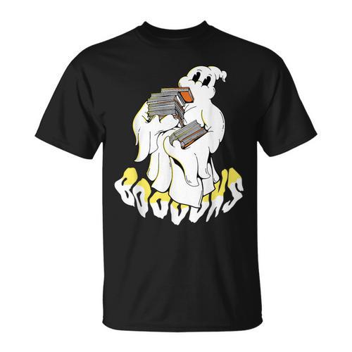 Halloween Books Cute Ghost Reading Booooks Teacher T-Shirt - Bookorys