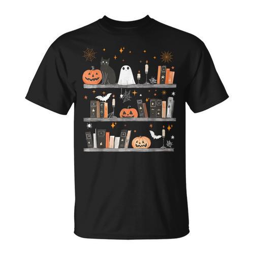 Halloween Library Ghost Books Teacher Spooky Trick Or Teach T-Shirt - Bookorys AU