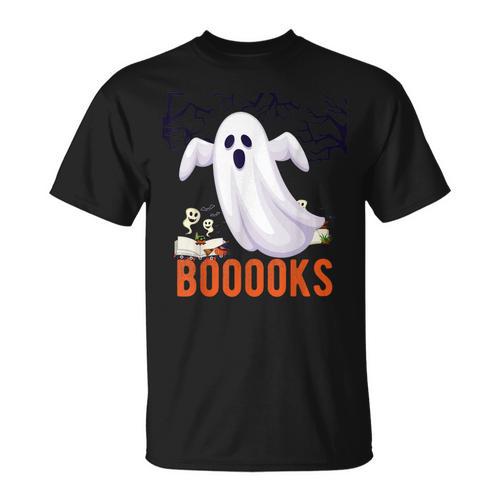 Halloween Teacher Librarian Books Reading Ghost Pun BOOOOKS Men Women Kids T-Shirt - Bookorys AU