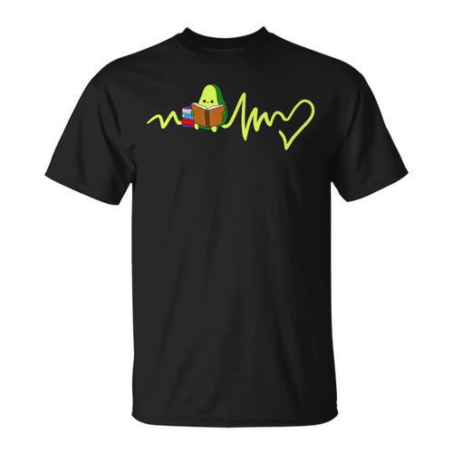 Heartbeat Avocado Reading Book T-Shirt - Bookorys