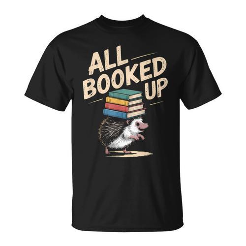Hedgehog Book Lovers All Booked UP Retro T-Shirt - Bookorys CA