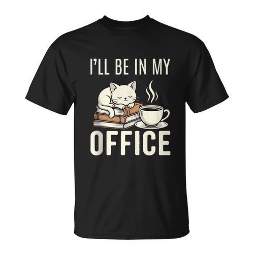 I’Ll Be In My Office Cat Coffee Book Reading Lover T-Shirt - Bookorys AU