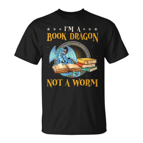 I'm a Book Dragon Not a Worm Reading Readers Clothing T-Shirt - Bookorys AU