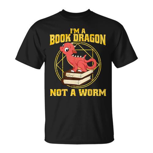 I'm A Book Dragon Not A Worm T Shirt Bookworm Reading T-Shirt - Bookorys AU