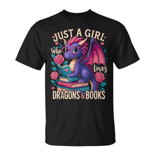 Just a Girl Who Loves Dragons And Books Dragon T-Shirt - Bookorys AU