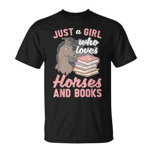 Just A Girl Who Loves Horses And Books Reading Animal Horse T-Shirt - Bookorys