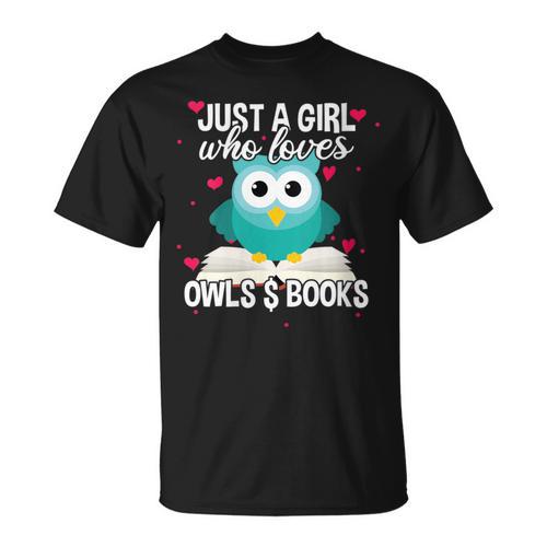 Just A Girl Who Loves Owls And Books Cute Bookworm T-Shirt - Bookorys