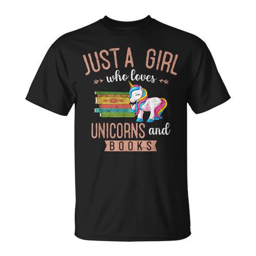 Just A Girl Who Loves Unicorns And Books Women Reading T-Shirt - Bookorys CA