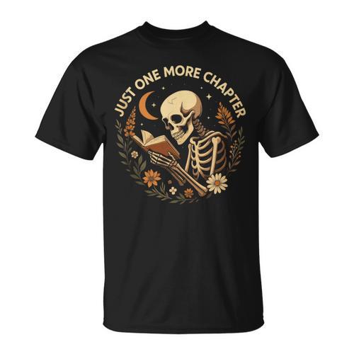 Just One More Chapter Book Lover Bookish Reading Skeleton T-Shirt - Bookorys
