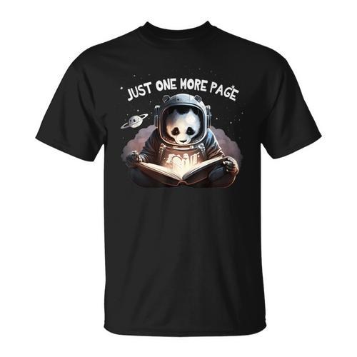 Just One More Page Panda Astronaut Space Suite Book Reading T-Shirt - Bookorys AU