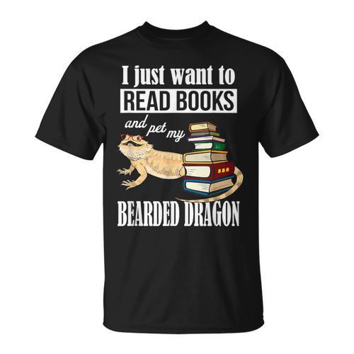 Kids Tiny Dinosaur Read Books & Pet My Bearded Dragon Lover T-Shirt - Bookorys