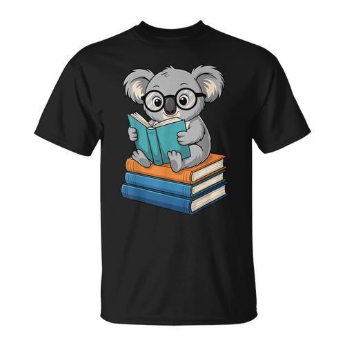 Koala Reading Book Glasses Bookworm Librarian T-Shirt - Bookorys DE