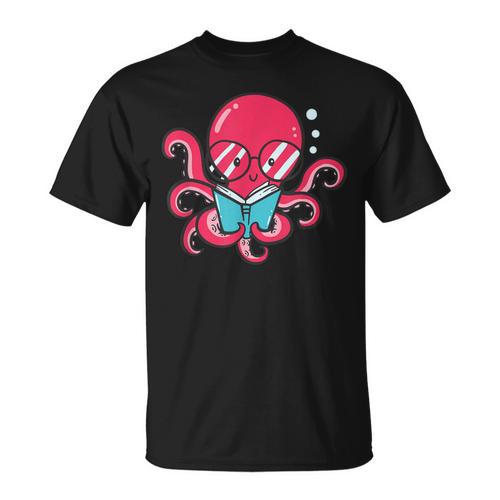 Librarian Book Sea Ocean Giant Squid Reading Octopus T-Shirt - Bookorys AU