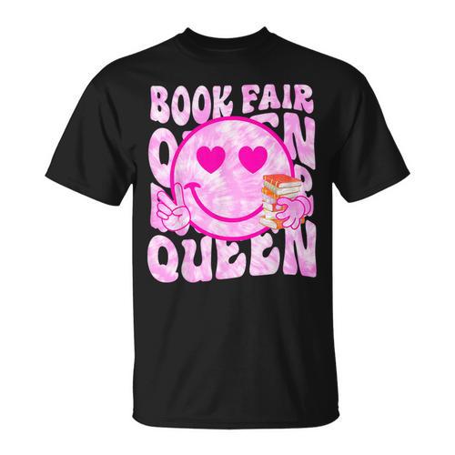 Library Book Fair Queen Vibe Groovy Tie Dye School Reading T-Shirt - Bookorys