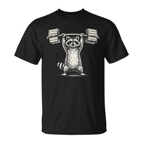 I Lift So I Can Carry More Books Raccoon Reader Workout T-Shirt - Bookorys DE