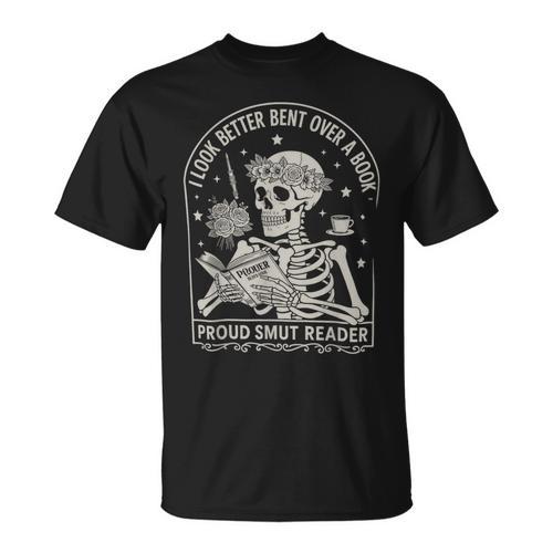 I Look Better Bent Over A Book Shirts Reader Skeleton Mom T-Shirt - Bookorys