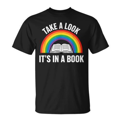 Take A Look It's In A Book Rainbow Reading Literary T-Shirt - Bookorys AU