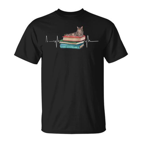 Love Cat Heartbeat Cats And Books For Cats Lovers Men Women Kids T-Shirt - Bookorys