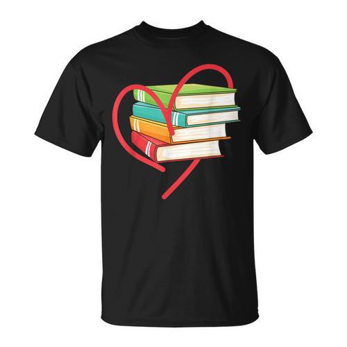 I Love Reading Heart Love Books TShirt Library Bookworm T-Shirt - Bookorys