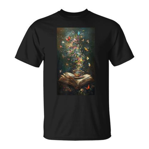 Magical Book Floral Coffee Books Nature Fantasy T-Shirt - Bookorys DE