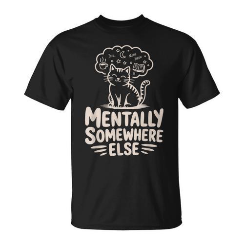 Mentally Somewhere Else Cat Coffee Books Lover T-Shirt - Bookorys AU