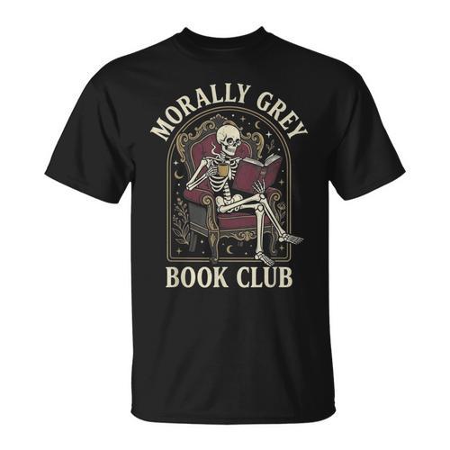 Morally Grey Book Club Skeleton Romantasy Reader T-Shirt - Bookorys AU