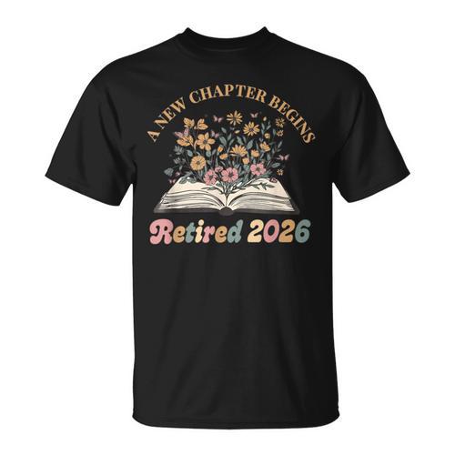 A New Chapter Begins Retirement Floral Book Retired 2026 T-Shirt - Bookorys AU