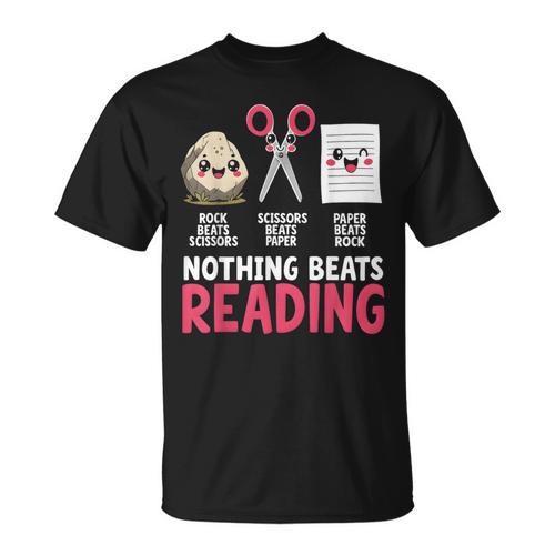 Nothing Beats Reading Rock Paper Scissors Book Lover Library T-Shirt - Bookorys DE