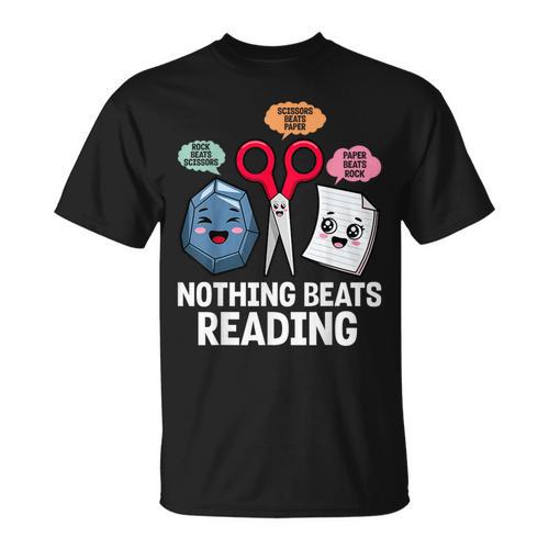 Nothing Beats Reading Rock Paper Scissors Book Lover T-Shirt - Bookorys DE