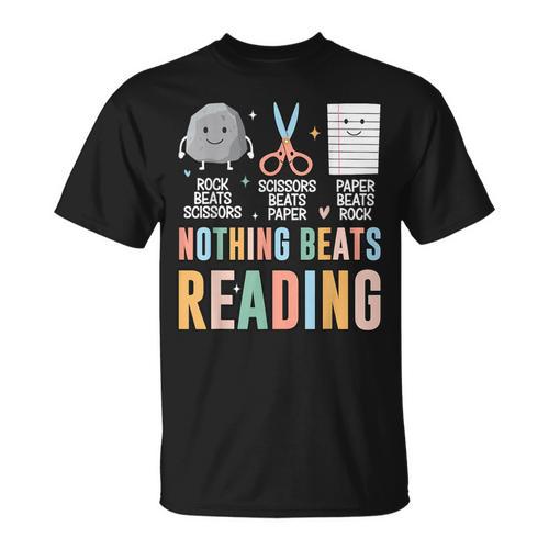 Nothing Beats Reading Rock Paper Scissors Books Lover T-Shirt - Bookorys DE