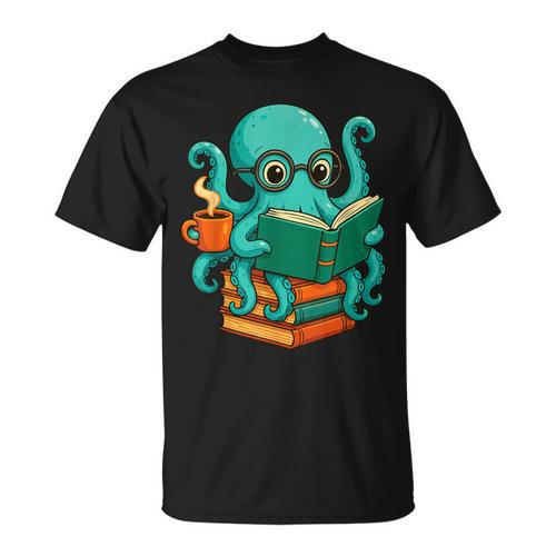 Octopus Reading Book Reading Bookworm Reader T-Shirt - Bookorys DE