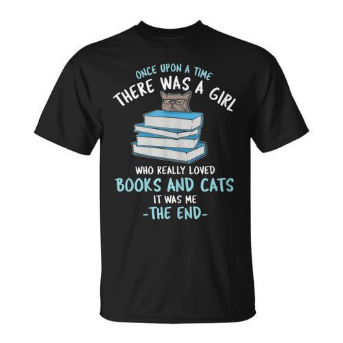 Once Upon a Timee There Was a Girl Who Loved Catts And Books T-Shirt - Bookorys