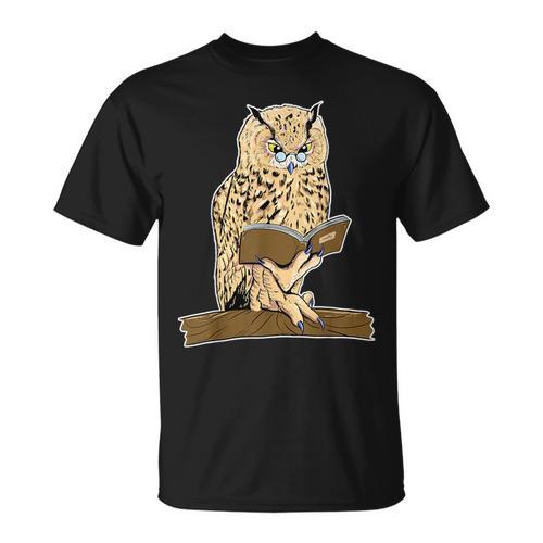Owl Reading With Eye Glasses Book Student Teacher Bookworm For Men Women Kids T-Shirt - Bookorys