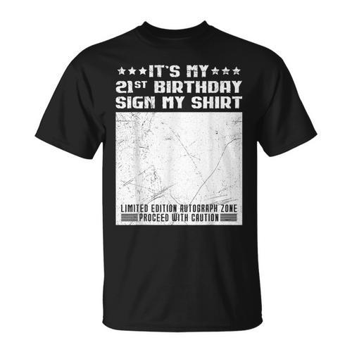 Party It's My 21st Birthday Sign My Shirt Guestbook T-Shirt - Bookorys