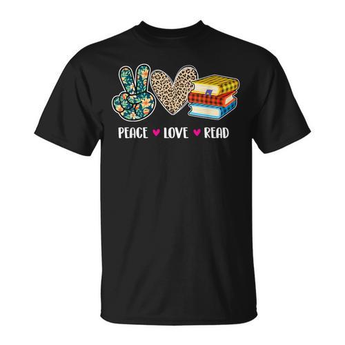 Peace Love Read Book Lover Reading Bookworm Reader T-Shirt - Bookorys CA