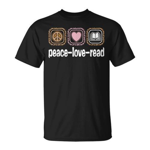 Peace Love Read Leopard Print Women Girls Kids Book Reading T-Shirt - Bookorys CA