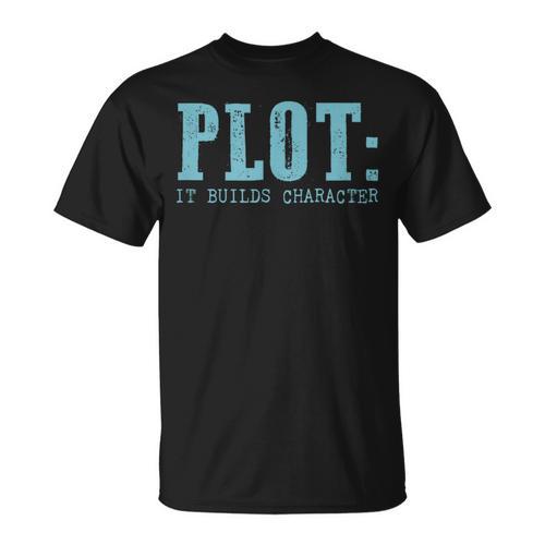 Plot It Builds Character Book Reading Literary Pun T-Shirt - Bookorys DE