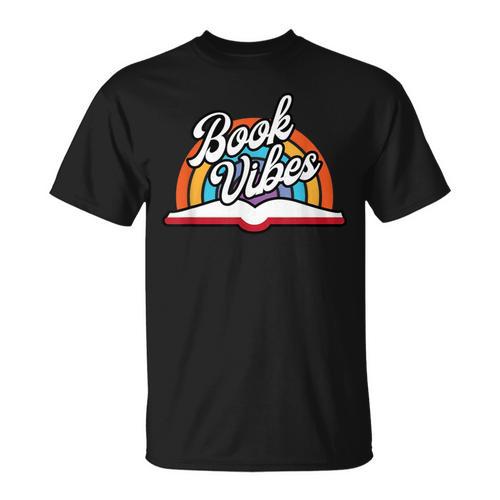 Rainbow Book Vibes Vintage Retro Book Lover & Reading T-Shirt - Bookorys