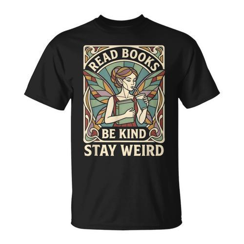 Read Books Be Kind Stay Weird Tarot Fairy Coffee Reading FAE T-Shirt - Bookorys