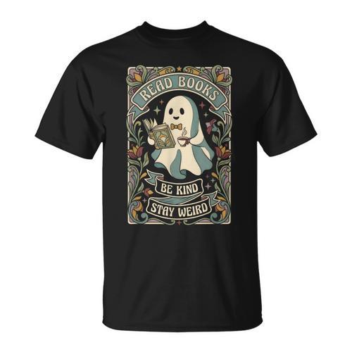 Read Books Be Kind Stay Weird Tarot Ghost Reading Coffee T-Shirt - Bookorys