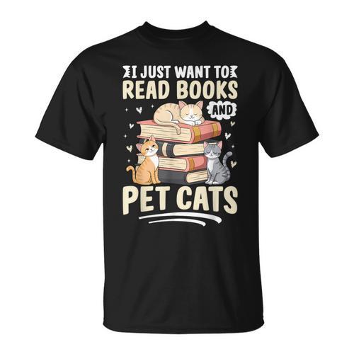 Read Books And Pet Cats Cat Lover Women Girls Kids T-Shirt - Bookorys DE