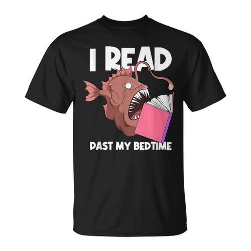I Read Past My Bed Time Librarian Book Reading Anglerfish T-Shirt - Bookorys CA