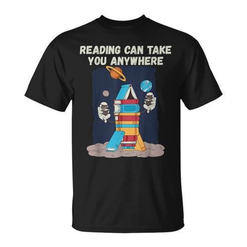 Reading Can Take You Anywhere Astronaut Book Lover Teacher For Men Women Kids T-Shirt - Bookorys DE