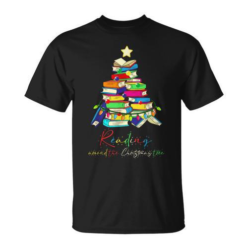 Reading Around The Christmas Tree Books Family Readers Xmas T-Shirt - Bookorys DE