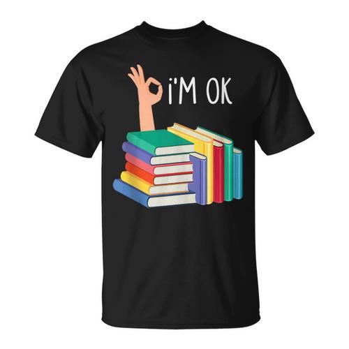 Reading Books Librarian Reader Nerd I'm Ok T-Shirt - Bookorys CA