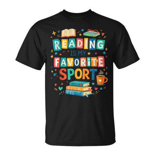 Reading Is My Favorite Sport Colorful Books Readers Teachers T-Shirt - Bookorys