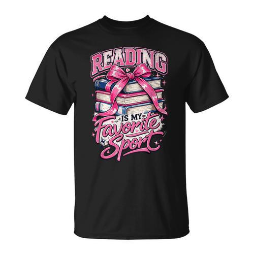 Reading Is My Favorite Sport Pink Bow Coquette Book Lover T-Shirt - Bookorys CA