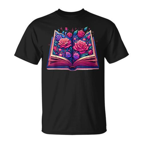 Reading Lover Librarian Book Lovers Flowers English Roses T-Shirt - Bookorys DE